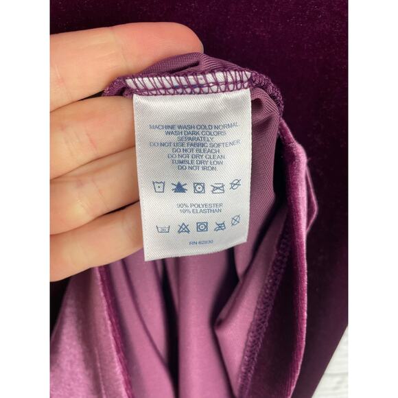 Lands End Velour Purple Twist Front Vneck Dress XS Velvet Witchy Y2K Long Sleeve - Picture 5 of 5